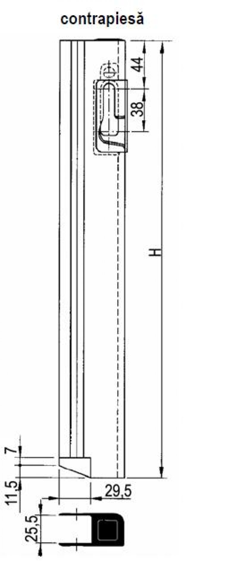Contrapiesa inchizator oblon 400 mm colt tip 1